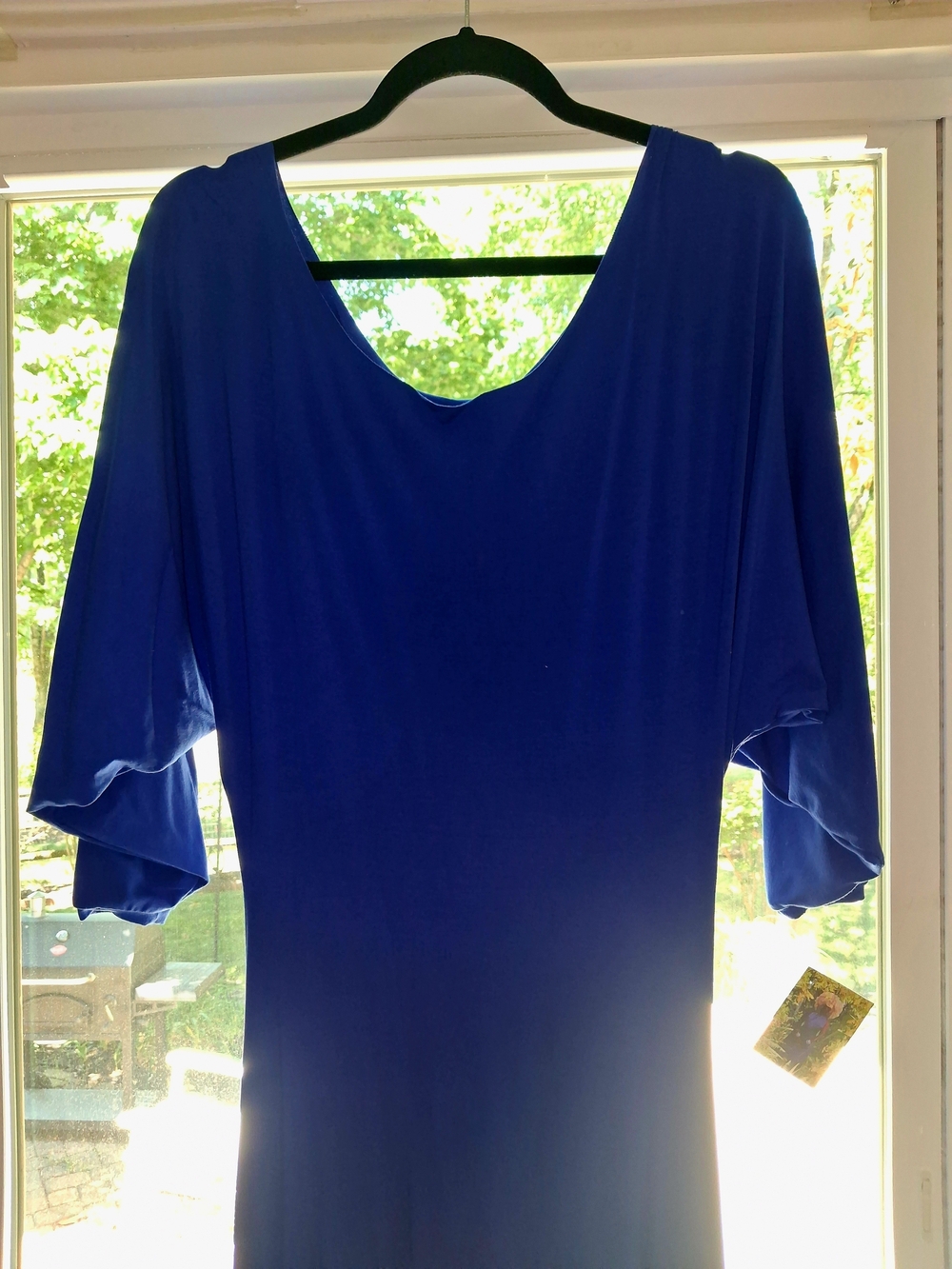Women’s Royal Blue Maxi Dress with Draped Sleeves
